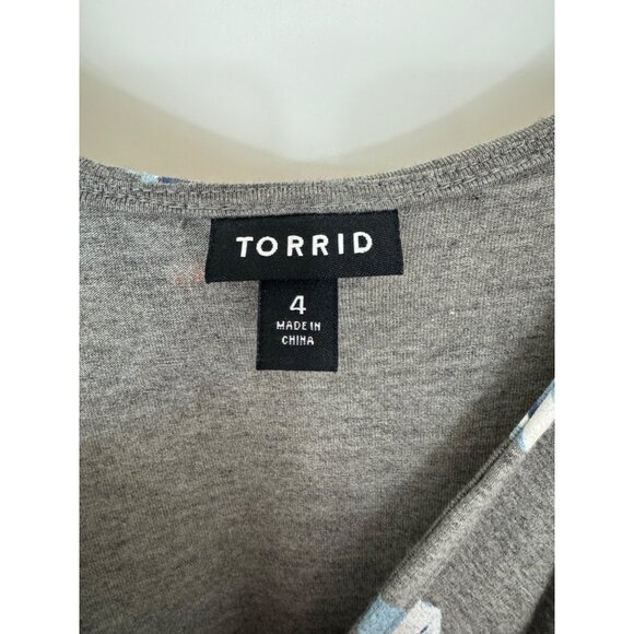 Torrid Gray Floral Print Soft Knit Summer Dress Size 4X 26 28 Spring Plus Size - Picture 2 of 5
